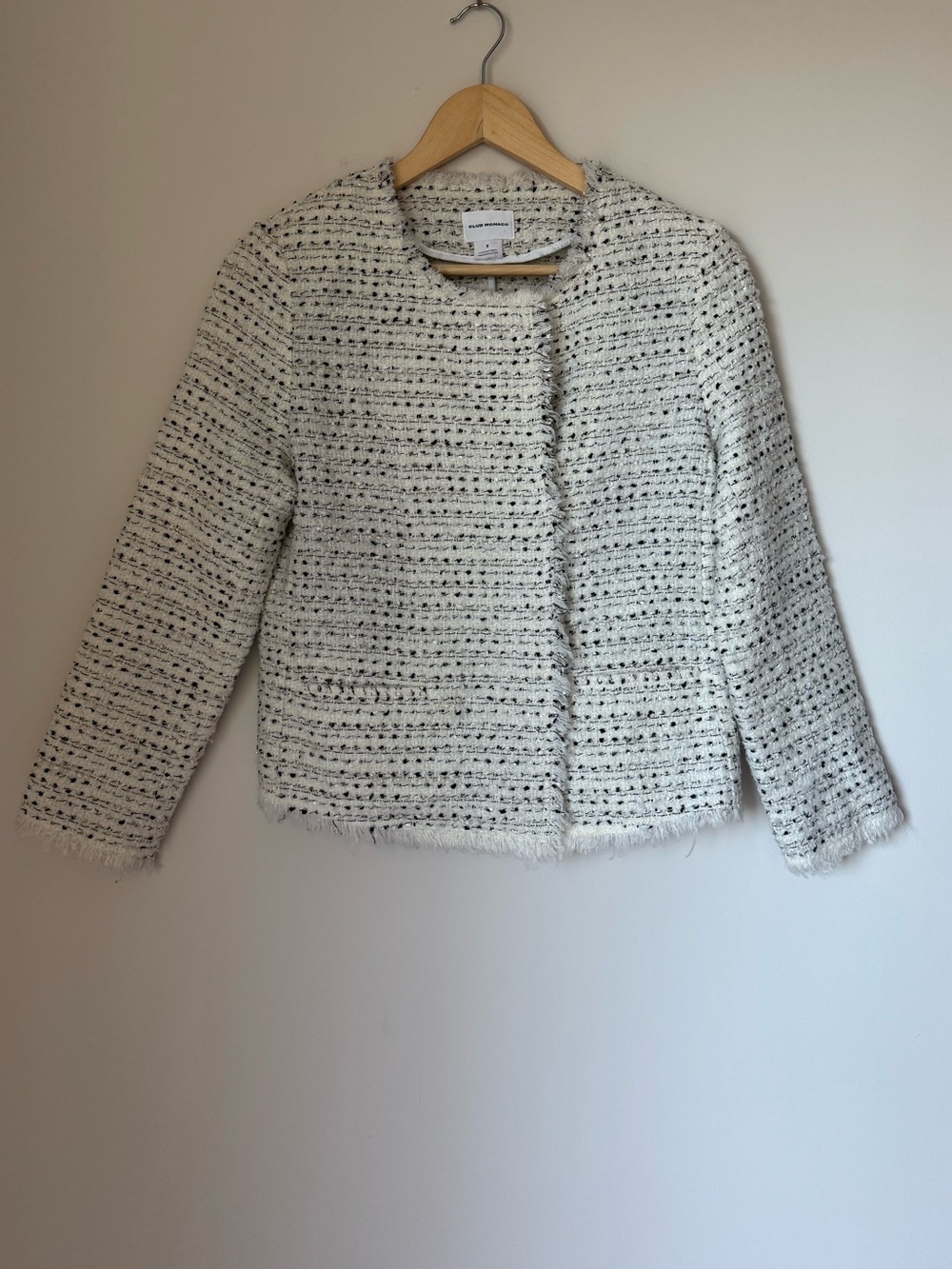 Club Monaco White Tweed Knit Blazer